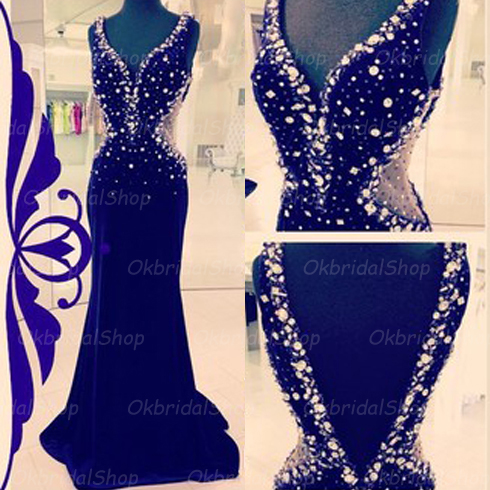 navy blue rhinestone dress