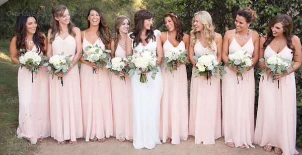 blush chiffon bridesmaid dress