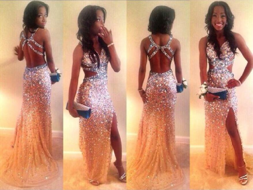 rhinestone formal dress