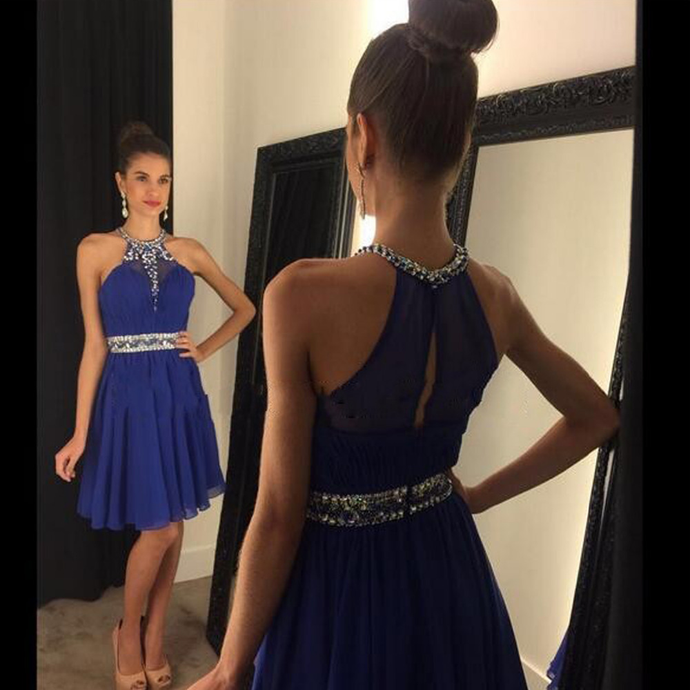 Short Blue Halter Dress