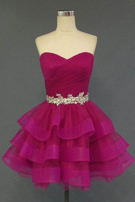 BessWedding Short Party Dresses 2016 Beaded Organza Homecoming Dresses for Women