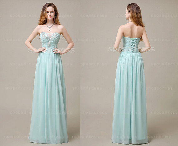 Tiffany Blue Prom Dress, 2015 Prom Dress, Beaded Prom Dress, Long Prom ...